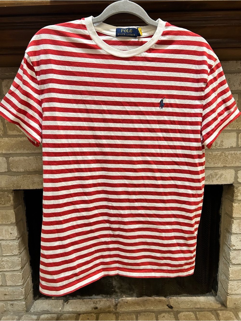 Polo Ralph Lauren Red & White Striped Crewneck Tee EUC